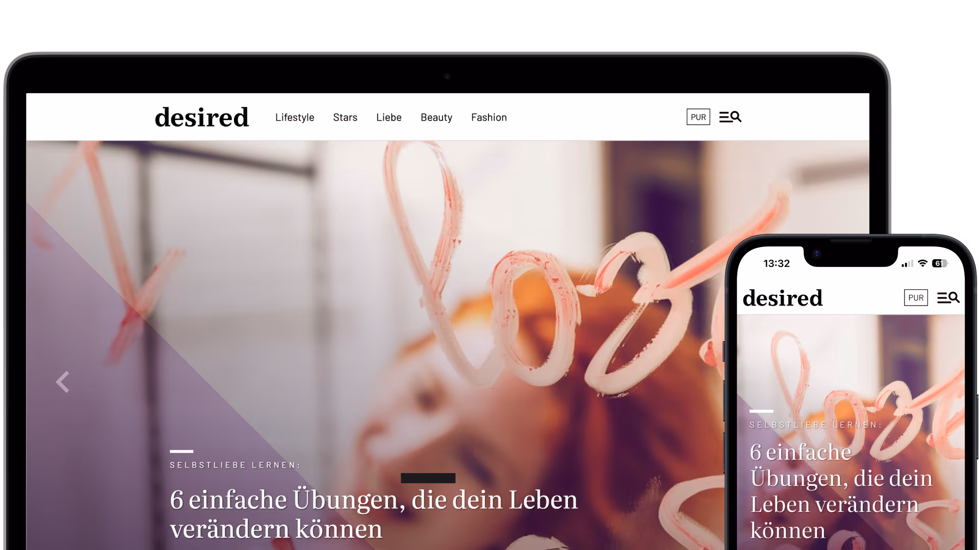 desired auf dem Smartphone und Desktop