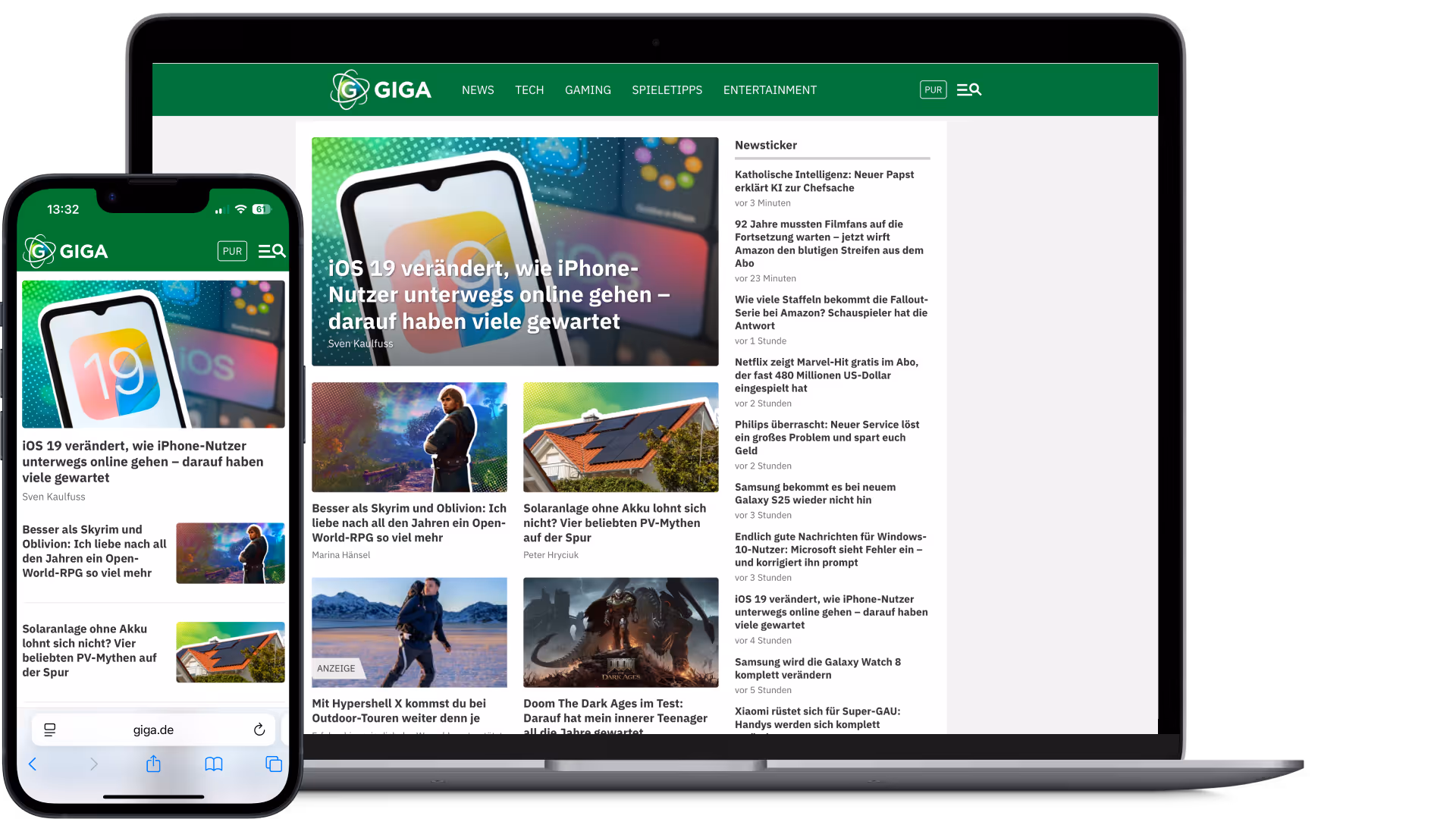 GIGA auf Smartphone und Desktop