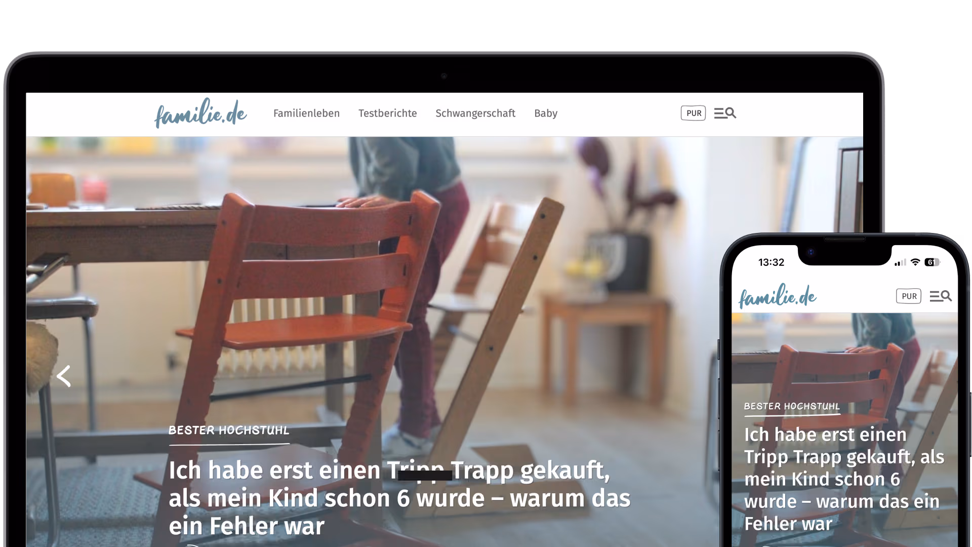 familie.de auf dem Smartphone und Desktop