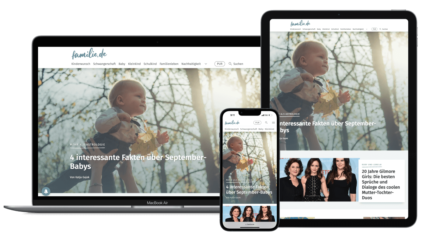 familie.de auf dem Smartphone, Tablet und Desktop