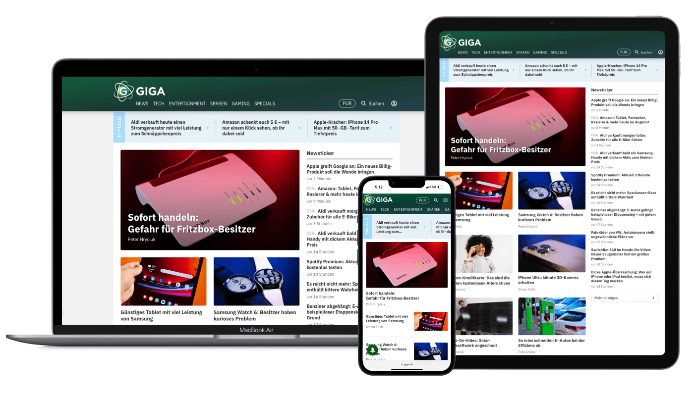 GIGA auf dem Smartphone, Tablet und Desktop