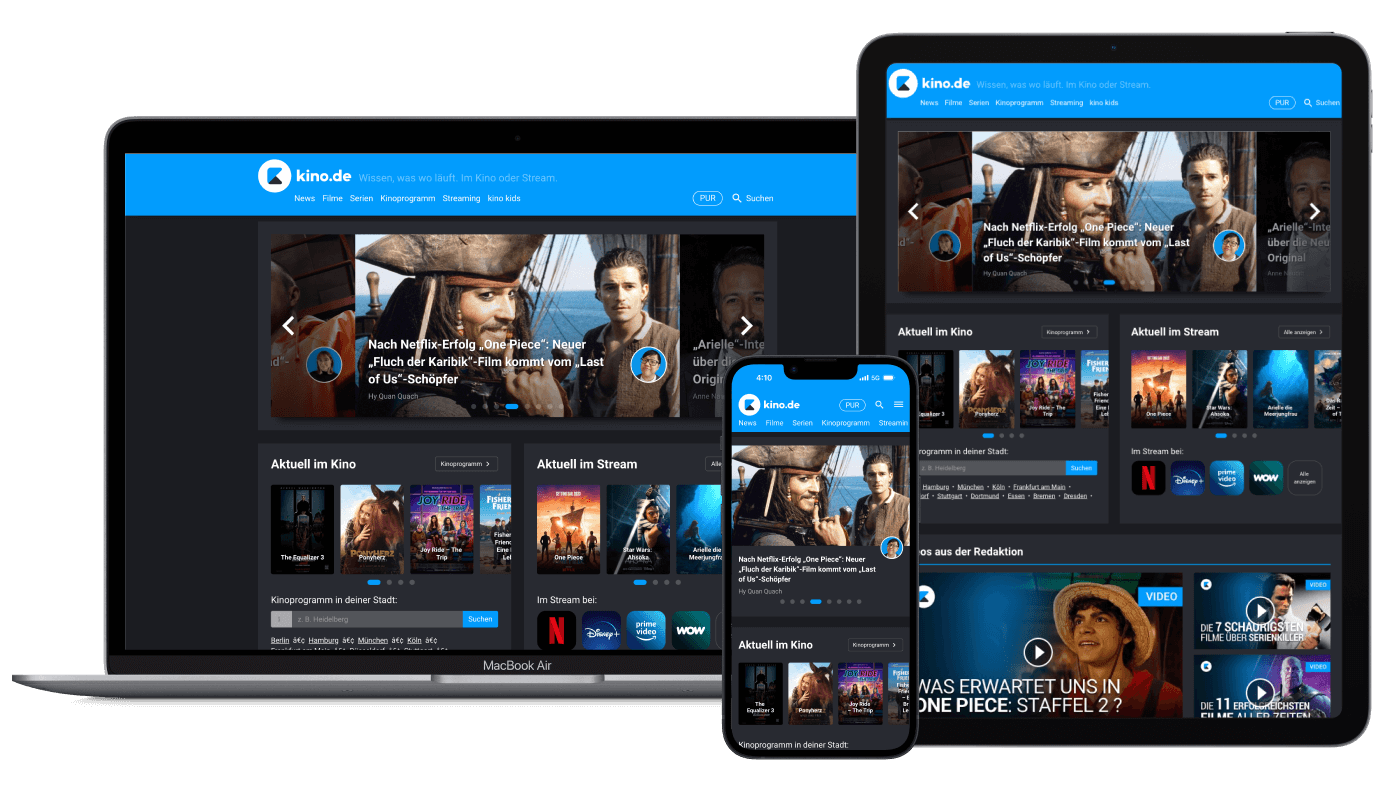 kino.de auf dem Smartphone, Tablet und Desktop